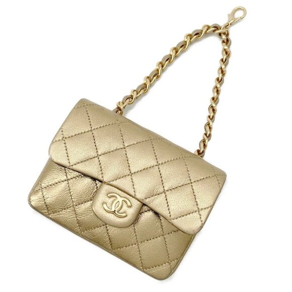 CHANEL Mini Mini Matelasse Bag Charm Lambskin Gold - Picture 1 of 16
